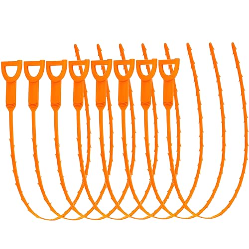 25 Inch Snake Drain Clog Remover Hair Drain Cleaner Tool Auger Hair Cleaning Tool Fits Shower Kitchen Sink Bath Tub Bathroom 8 PCS