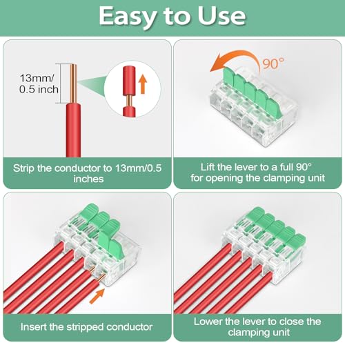 30PCS Lever Wire Connectors 5 Port Electrical Connectors Lever Nuts - size: 5 Ports