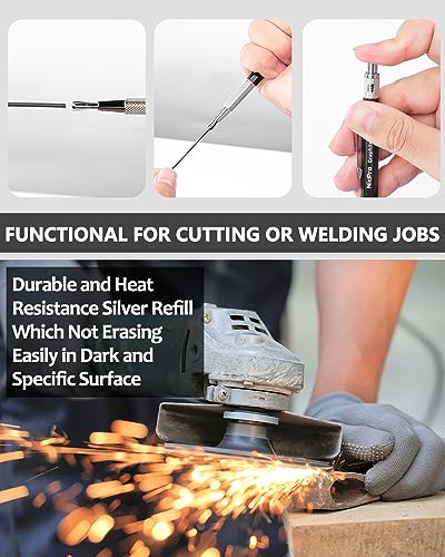 Nicpro 2mm Welder Mechanical Pencil Set with 24PCS Silver Refills, 2mm Metal Lead Holder, Carpenter Pencil with Sharpener for Welding, Cutting, Woodworking, Metals Alloys Wood Leather Material
