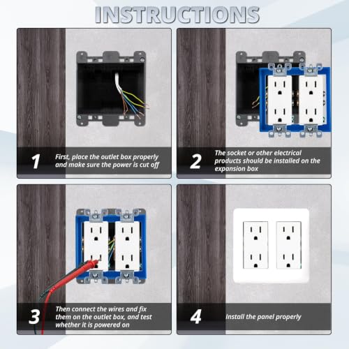 3/4" Double Gang Electrical Box Extender,Gray,Pack of 3 - color: Gray-3/4"