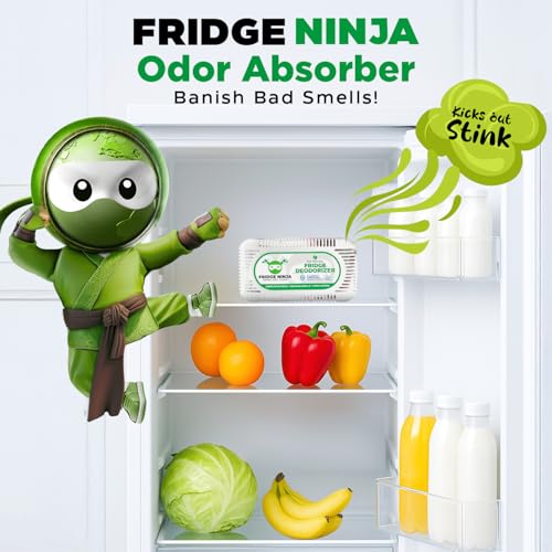 Fridge Ninja Fridge Deodorizer, Activated Charcoal Odor Absorber, 4 Pack - size: 1 Count (Pack of 4)