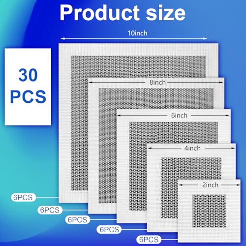 Blulu 30 Pcs 2/4/6/8/10 Inch Drywall Repair Self Adhesive Drywall Patche - size: 2/4/6/8/10 Inch
