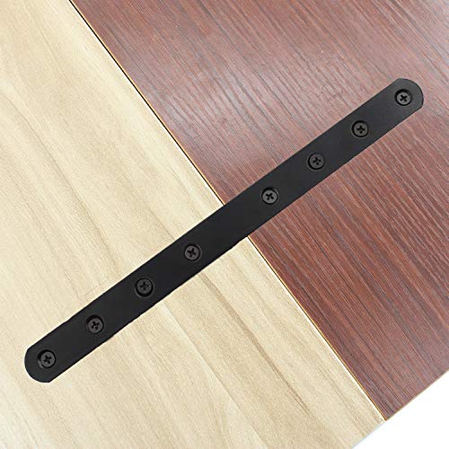 4 Pack Flat Mending Plate for Wood, ULIFESTAR Black Iron Flat Straight Brace Brackets Metal Repair Fixing Wood Brace Joining Plates Connector for Repairing Wooden Furniture with Mounting Screws - size: 10 x 0.79 x 0.12 inches