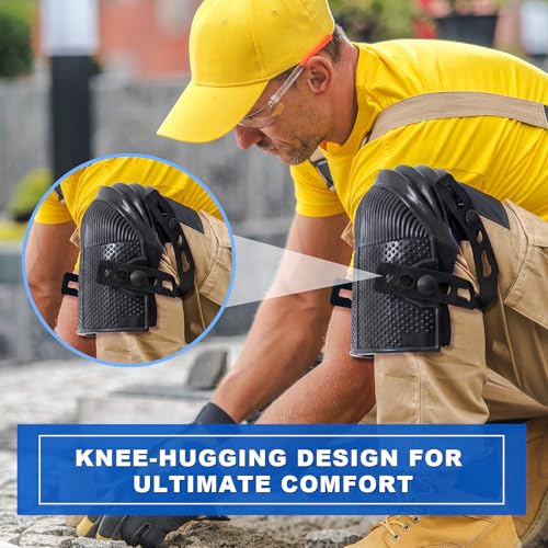Soulchen 2 Pairs Heavy Duty Construction Knee Pads for Work, Black - color: Black