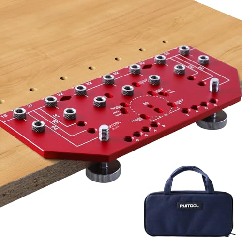 RUITOOL 7-Hole Shelf Pin Jig, 2-in-1 Shelf Pin Drilling Jig and Hinge Guide - style: 7 Holes Hinge Jig
