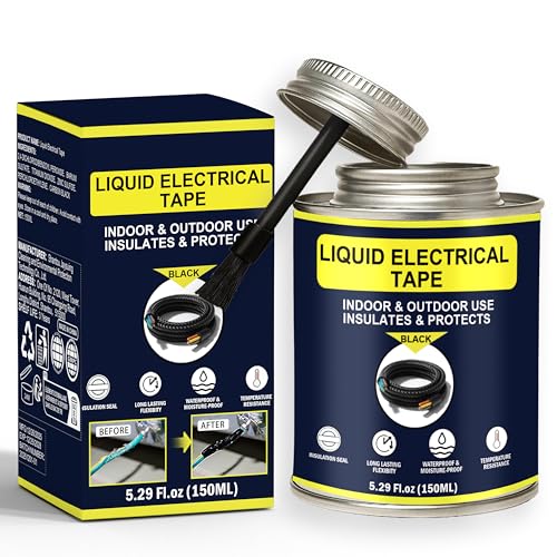 5.29OZ Liquid Electrical Tape Quick-Drying Insulating Glue for Wires&Cables Waterproof&High Temperature Resistant Liquid Wire Insulation Rubber with Brush-Cap for Outdoor Electrical Equipment (Black) - color: Black