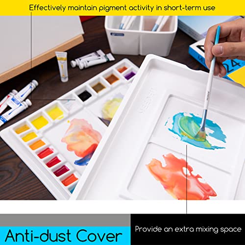 MEEDEN Ceramic Watercolor Palette: 33-Well Large Paint Palette with Lid - size: 13.5 x 10.8 inch-with lid