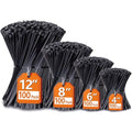 Zip Ties Assorted Sizes(4”+6”+8”+12”), 400 Pack, Black Cable Ties, UV Resistant Wire Ties by ANOSON - size: 4"+6"+8"+12"/400 Pack