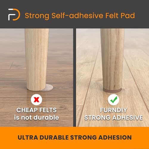 Furndiy Felt Furniture Pads for Hardwood Floors, Self-Adhesive Felt Pad for Chairs & Seat Legs, Easy Slide, Anti Scratch, Noise Stopper, Bumper & Buffer, Floor Protection - 1.3" x 18Pcs - size: 1.3" x 18Pcs