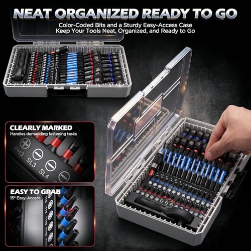 59-Piece Magnetic Nut Driver Bit Set, SAE and Metric Nut Drivers with Screwdriver Bits, Ratchet Wrench, Quick-Change Bit Holder and Storage Case for Automotive Repair, Home Repair and DIY Projects - color: 59 Pcs Compact Ratchet Kit(new Version)