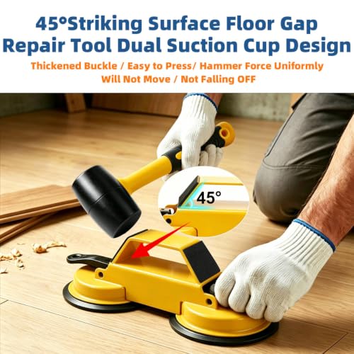 Floor Gap Vinyl Fixer Tool Repair Tool Enhanced Suction Cup 45°Striking - color: Yellow
