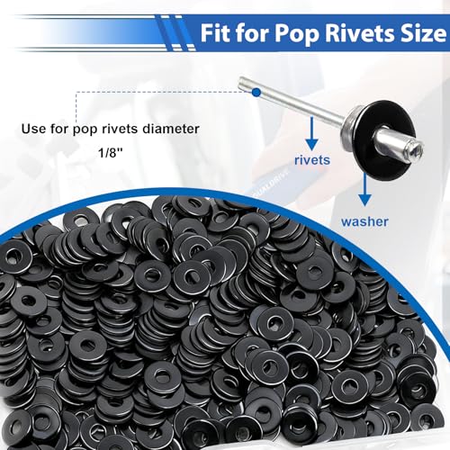 400PCS 1/8 Inch Black Pop Rivet washers for Pop Rivets Diameter 1/8" 304 Stainless Steel pop Rivet Washer Aluminum pop Rivet washers Blind Rivet Washer - color: Black, size: 1/8"