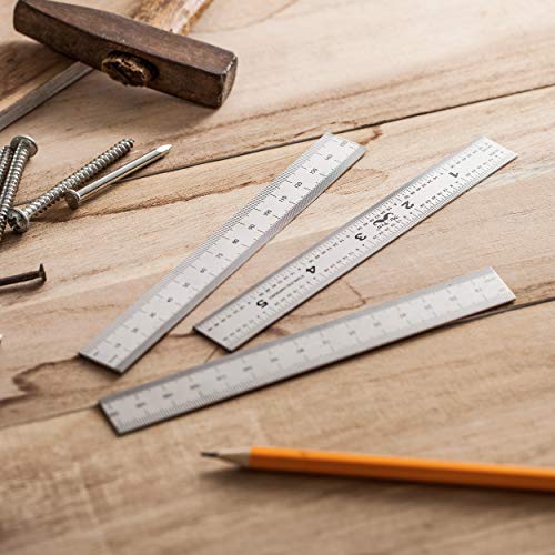 Mr. Pen- Machinist Ruler, 3 Pack, 6 Inch, Stainless Steel Metric & Imperial - style: 6 inch, 3 Pack