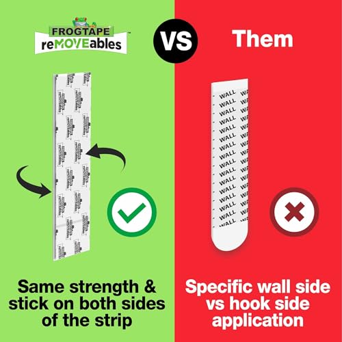 FrogTape reMOVEables Small Wire Hooks - 9 Clear Hooks & 12 Adhesive Strips - Holds up to 0.5 lb - Damage Free Adhesive Hook - Removable & Reusable Wall Hooks for Hanging - No Nails (Pack of 9) - color: Clear, size: Pack of 9, style: Small