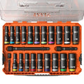 Klein Tools 65121IMPCT KNECT Deep-Well 3/8-Inch Drive Impact Socket Set, SAE and Metric, 23-Piece Tool Set, Impact Driver Adapter, Multi-Purpose Wrench Adapter, Color-Coded, MODbox Socket Organizer - style: 23-Piece Metric & SAE Set