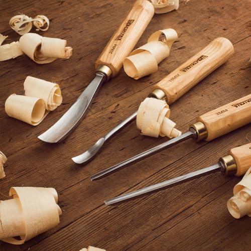 12-Piece Wood Carving Chisel Tools Set, Sharp CR-V Steel Blades - size: 12-Piece with Ash Handle