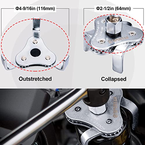 Spurtar 7pcs Swivel Oil Filter Wrench Set, 9" & 12" Oil Filter Removal Tool - size: 7-Piece Set: 2-3/4" - 5-1/4"