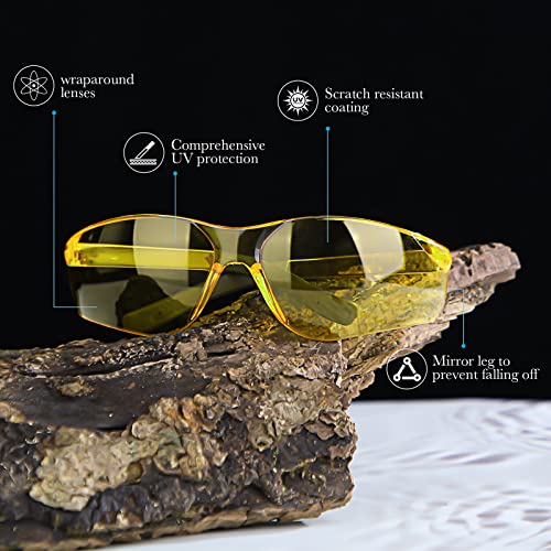 12 Pack Safety Glasses Bulk for Men Women, Tinted Safety Glasses, Amber - color: Amber