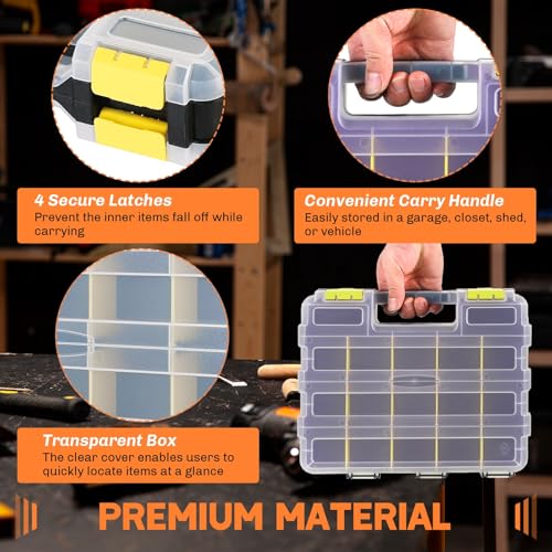 Small Parts Organizer Storage Case Tools Box 34-Compartments - color: Yellow