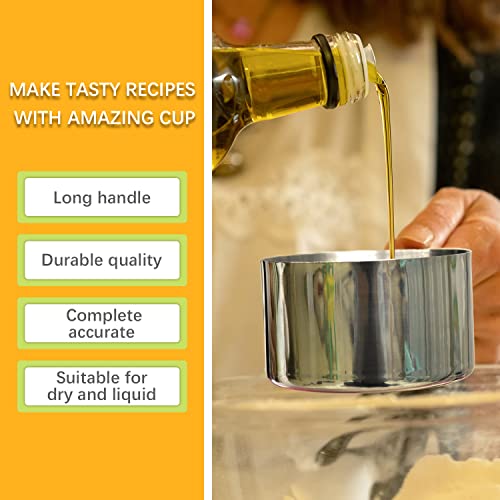 2PCS 1cup(237ml) Measuring Cup, Stainless Steel Measure Scoop - size: 1cup