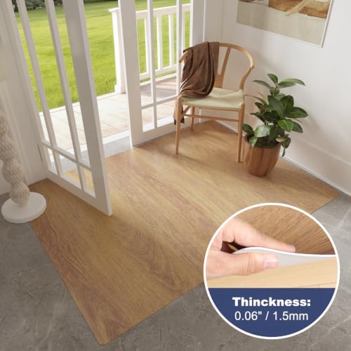 SALLOUS Area Mat for Living Room, 5' x 6'6" Plastic Floor Mat for Home, Waterproof Vinyl Area Rug for Dining Room, Kitchen, Bedroom, Non-Slip Hard Floor Protector for Home Office (Wood Grain) - color: Wood Grain, size: 78.7"L x 60"W x 0.1"Th