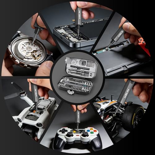 KELIN 156in1 Electric Screwdriver 5 Torque Levels 140 Magnetic Bits