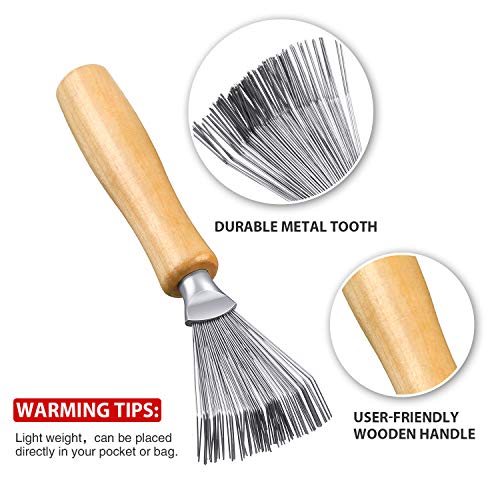 Boao 2 Pack Hair Brush Cleaner,Black,Wood Color,Polished Wooden Handle Rake - color: Black, Wood Color, style: Polished Wooden Handle Rake