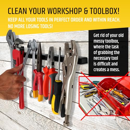 HMmagnets 17" Heavy-Duty Magnetic Tool Holder (Upgraded Version) - Extremely Powerful Magnetic Pull Force to Hold Heavy Tools - Professional Space-Saving Magnetic Bar - Tool Organizer Rack/Strip - size: 17"