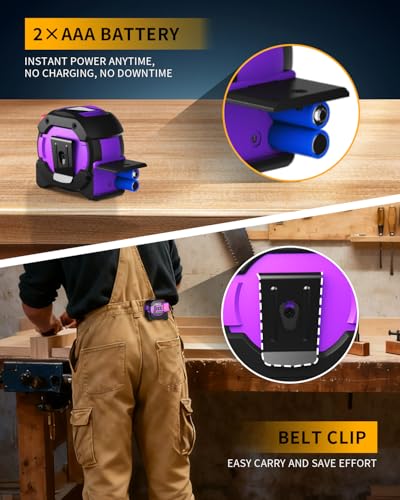 3 in 1 Digital Laser Tape Measure, 197ft/60m Laser Distance Meter, 16ft/5m Digital Tape Measure with Cross Line, AutoLock, ft/in/m Unit Switch, Measure Area, Volume, Pythagorean