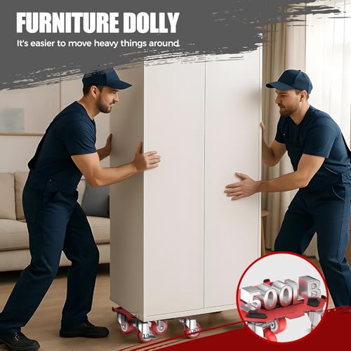Kavlium Heavy Duty Furniture Dolly,5-Wheel Furniture Movers,6 Inch - color: Red, size: 6in