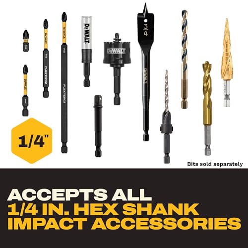 DEWALT Keyring Bit Holder Set 1/4 Inch Hex Bits, Durable Metal Bit Holder Key Chain (DWAFHLDKC5)