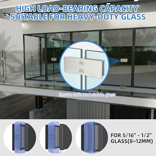 Railing Glass Clamps 4 Pack, 304 SS, Fits 5/16"- 3/8"-1/2" Glass Thickness - color: Silve, 180 Degree-4pcs