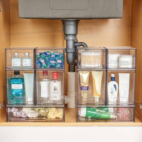 Vtopmart Clear Stackable Storage Drawers Set of 8, Plastic Organizer Bins - style: 4 Small+2 High+2 Wide