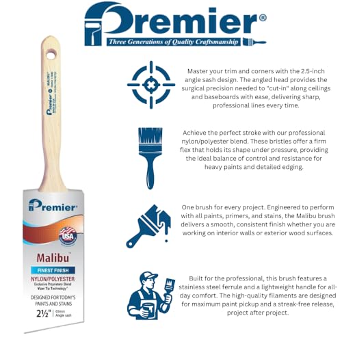 Premier,17646, Malibu 2.5" Angle Sash Brush