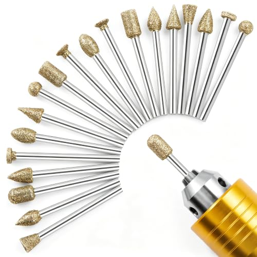 shengbenhao Diamond Grinding Burr Bit Set Compatible with Dremel 20Pcs