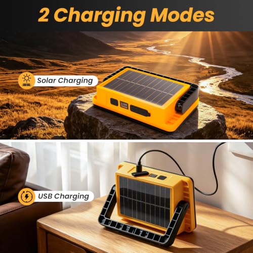 2Pack Solar Rechargeable LED Work Light with Magnetic Stand