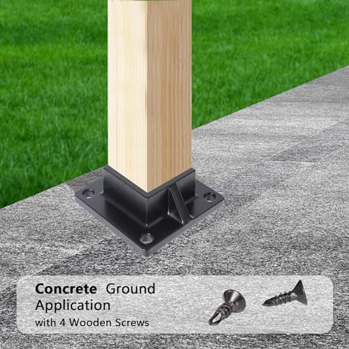 2" Square Premium Base Flange and Covers Set for Home Improvement and Tools, Aluminum,Black - size: 2" post flange + cover
