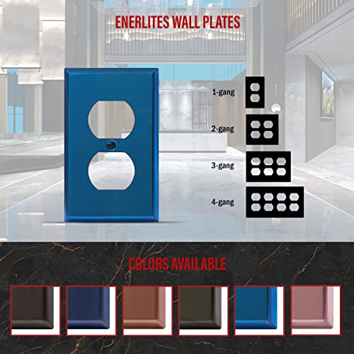 ENERLITES Duplex Receptacle Metal Wall Plate, 1-Gang, Polished Blue - color: Polished Blue, size: Standard Size