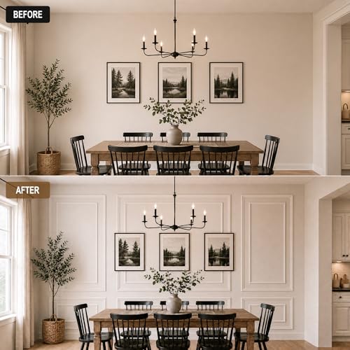 SMARTSTANDARD Pre Cut Wall Molding Kit for Accent, 6 Set Bilinear Frame - color: White: Style 1