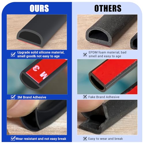 Weather Stripping Door Seal, 20Ft, Black (3/8" W × 1/4" T) - color: Black, size: S (3/8" W × 1/4" T)