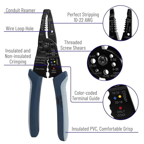 Mr. Pen- Wire Stripper, 8 inch, Blue, Wre Stripper Tool, Wire Strippers - color: Blue
