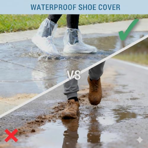 24pcs (12Pairs) Waterproof Shoe Covers, Shoe Covers for Rain, Disposable Shoe Covers, Rain Shoe Covers, Plastic Boot and Shoe Covers for Men and Women (Transparent)