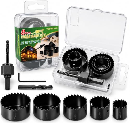 8PCS Hole Saw Kit for Wood, Drywall, PVC and Door Use, 1" to 2-1/8"