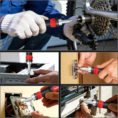 SHARDEN 26-in-1 Ratcheting Screwdriver Set Multi Screwdriver Tool Kit - color: Red, size: Ratchet-NonExtendable