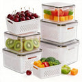 HOMETALL 5 Pack Fruit Storage Containers for Fridge Set, Fruit Washing Bowl with Strainer, Reusable Fridge Organizers and Storage for Berry Salad Lettuce, Size 4.5, 3.4, 1.8, 0.9, 0.4QT - size: 5PCS