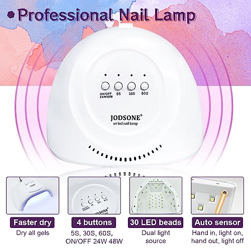 JODSONE 36 Pieces Gel Nail Polish Set U V Light Nail Drill Beginner Set Glossy Surface Easy To Apply Matte Texture All-In-One Manicure Kit - color: KIT-12