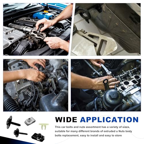 320PCS Car U Nuts and Bolts Body Fender Bolts Extruded Clip-on Nuts