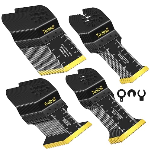50 PCS Oscillating Tool Blades for Metal,Universal Multi Tool Blades Kits for Metal Nails Wood and Plastic,Titanium Oscillating Saw Blades Fit Dewalt Ryobi Milwaukee Rockwell
