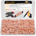 SVAAR 115 PCS 26-8 AWG Non-Insulated Butt Connectors Crimp Repair Butt Splices Kit, Uninsulated Butt Splice Connectors for 26 to 8 Gauge Wire, Heavy Duty Pure Copper Seamless Barrel Butt Terminals - color: Non-Insulated Splice - Bare Copper