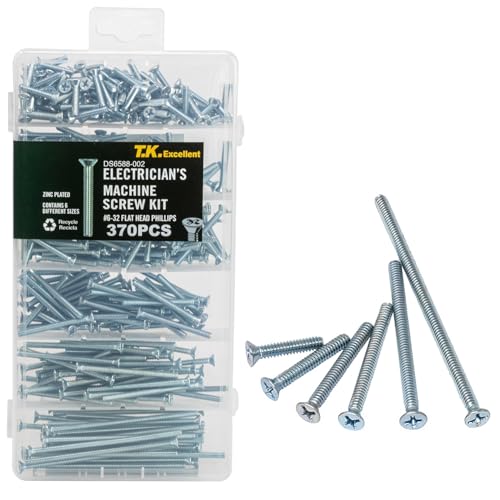 T.K.Excellent Flat Head Phillips Electrician's Machine Screw Kit,370 Pcs